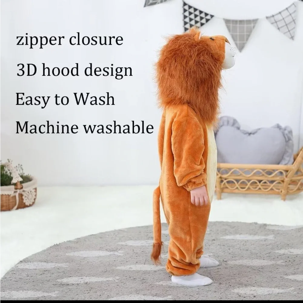 NEW Lion Baby Costume Boy Girl Onesie Plush Romper size 6-12 months